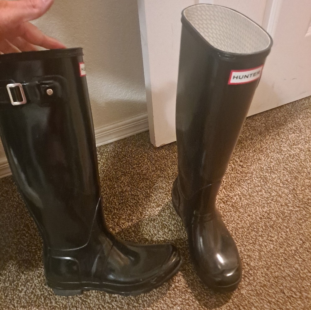 Tall Shiny Black Hunter Boots